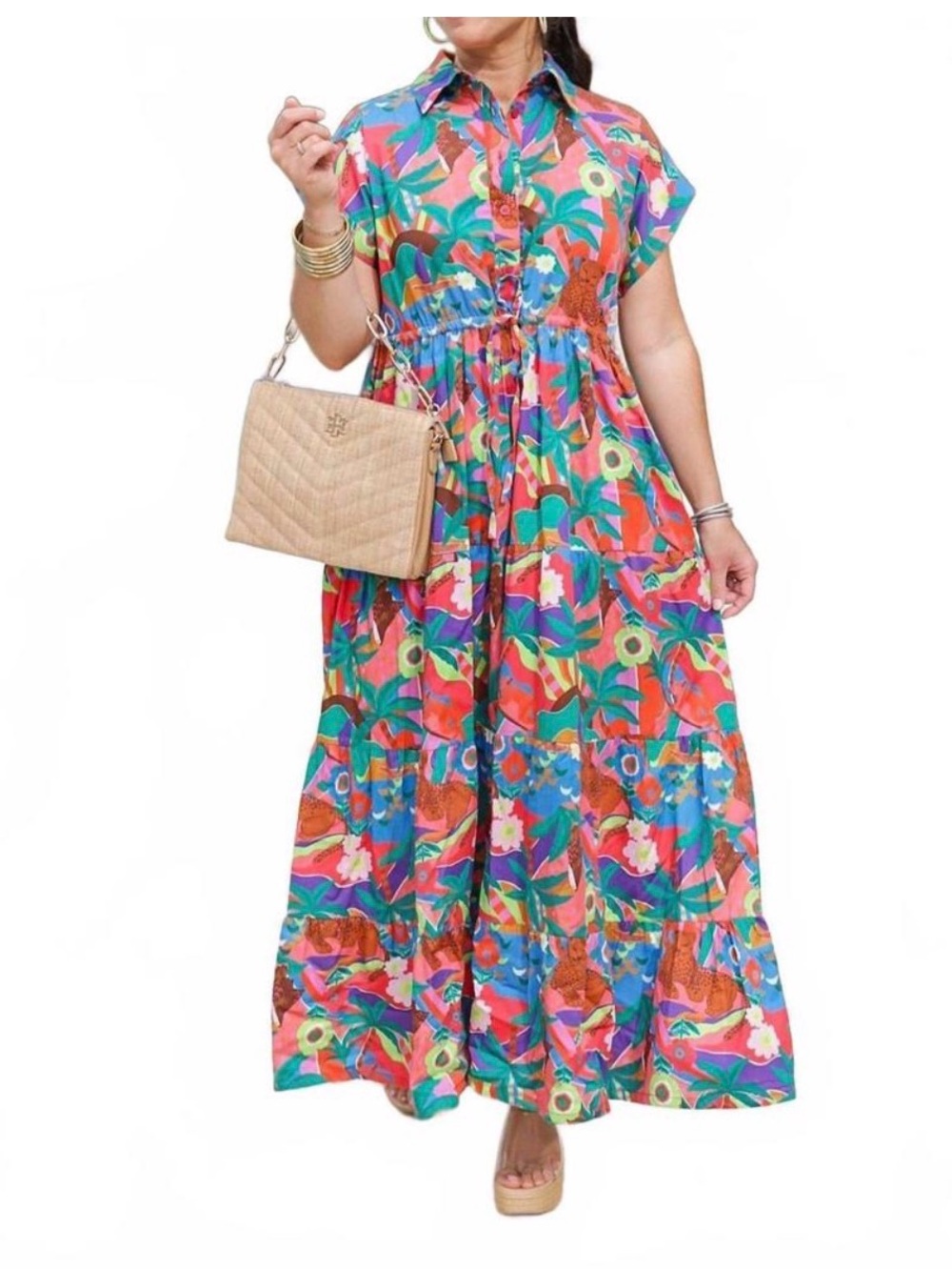 BRITON COURT tropical perfection gianna maxi dress size Large